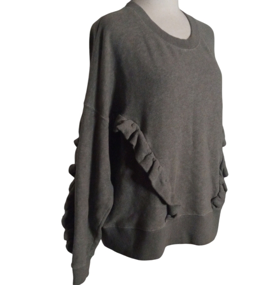 Mile(s) by Madewell Super Soft Gray Cotton Ruffle Detail Sweater Size Large - Picture 5 of 8